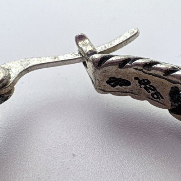 VTG Sterling Silver 925 Twist Design Triple Hoop Earrings Size 1.5" Diameter - Picture 8 of 11